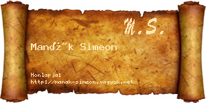 Manák Simeon névjegykártya